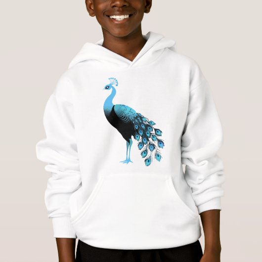 Blauer Pfau Hoodie (Vorderseite)