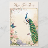 Blauer Pfau im Blumengarten Pasta II Briefpapier (Vorderseite)