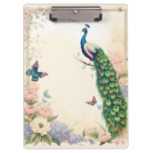 Blauer Pfau im Blumengarten Pasta II Klemmbrett (Vorderseite)