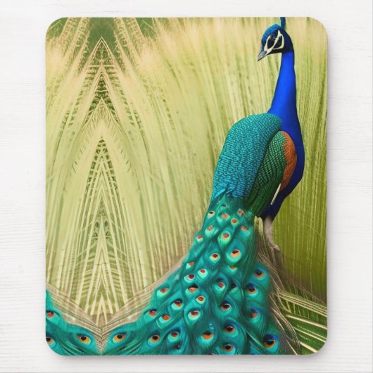 Blauer Pfau im Gras Mousepad (Vorne)