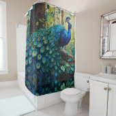 Blauer Pfau im Wald Duschvorhang (Beispiel)