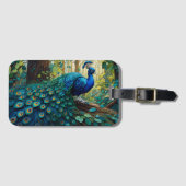 Blauer Pfau im Wald Gepäckanhänger (Vorderseite (Horizontal))