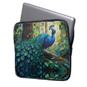 Blauer Pfau im Wald Laptopschutzhülle (Vorderseite Links)