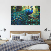 Blauer Pfau im Wald Leinwanddruck (Insitu (Schlafzimmer))