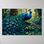Blauer Pfau im Wald Poster (Vorne)