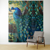 Blauer Pfau im Wald Wandteppich (Beispiel)