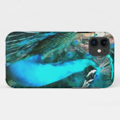 Blauer Pfau in lebendigem Blau mit gefangenen Schw Case-Mate iPhone Hülle (Rückseite (Horizontal))