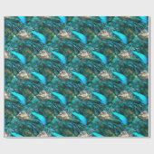 Blauer Pfau in lebendigem Blau mit gefangenen Schw Geschenkpapier (Flach)