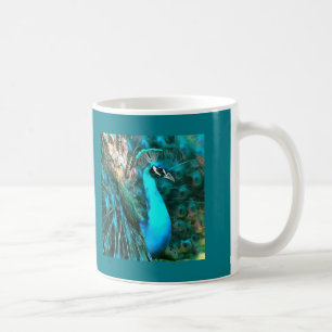 Blauer Pfau in lebendigem Blau mit gefangenen Schw Kaffeetasse