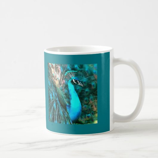Blauer Pfau in lebendigem Blau mit gefangenen Schw Kaffeetasse (Rechts)
