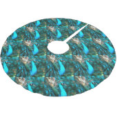 Blauer Pfau in lebendigem Blau mit gefangenen Schw Polyester Weihnachtsbaumdecke (Schrägansicht)