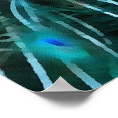 Blauer Pfau in lebendigem Blau mit gefangenen Schw Poster (Ecke)