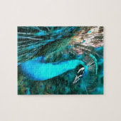 Blauer Pfau in lebendigem Blau mit gefangenen Schw Puzzle (Horizontal)