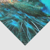 Blauer Pfau in lebendigem Blau mit gefangenen Schw Seidenpapier (Ausschnitt)