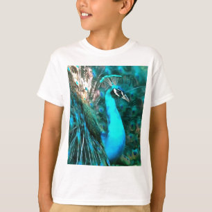 Blauer Pfau in lebendigem Blau mit gefangenen Schw T-Shirt