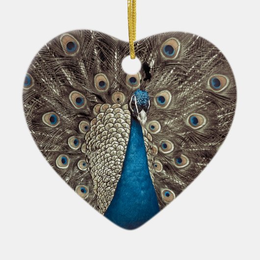 Blauer Pfau Keramik Ornament (Vorne)