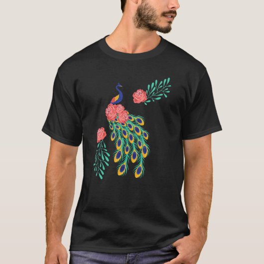 Blauer Pfau Libellen Vögel Tier Grafik T-Shirt (Vorderseite)