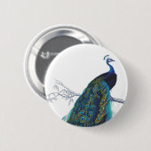 Blauer Pfau mit schönen Schwanzfedern Button (Vorne & Hinten)