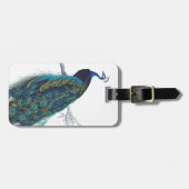 Blauer Pfau mit schönen Schwanzfedern Gepäckanhänger (Vorderseite horizontal)