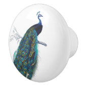 Blauer Pfau mit schönen Schwanzfedern Keramikknauf (Rechts)