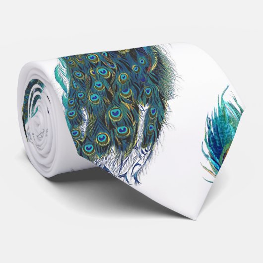 Blauer Pfau mit schönen Schwanzfedern Krawatte (Gerollt)