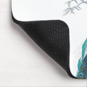Blauer Pfau mit schönen Schwanzfedern Mousepad (Ecke)