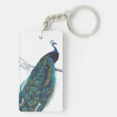 Blauer Pfau mit schönen Schwanzfedern Schlüsselanhänger (Rückseite)