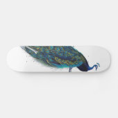 Blauer Pfau mit schönen Schwanzfedern Skateboard (Horizontal)