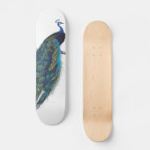 Blauer Pfau mit schönen Schwanzfedern Skateboard (Vorderseite)
