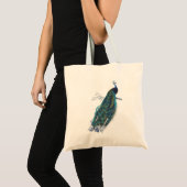 Blauer Pfau mit schönen Schwanzfedern Tragetasche (Vorderseite (Produkt))