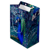 Blauer Pfau Mittlere Geschenktüte (Rückseite Schrägansicht)