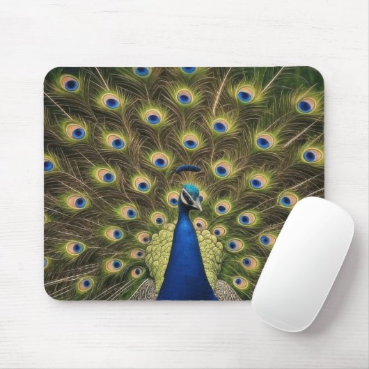 Blauer Pfau Mousepad (Mit Mouse)