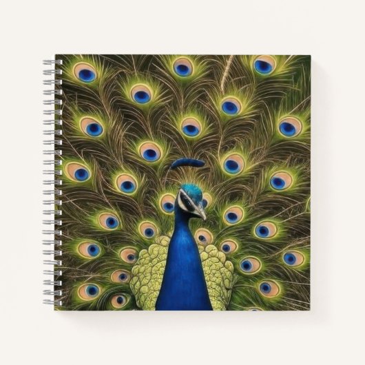 Blauer Pfau Notizblock (Vorderseite)