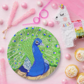 Blauer Pfau Pappteller (Party)