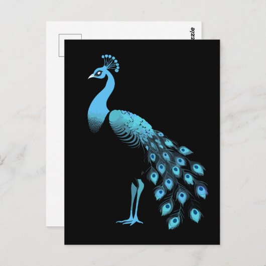 Blauer Pfau Postkarte (Vorne/Hinten)