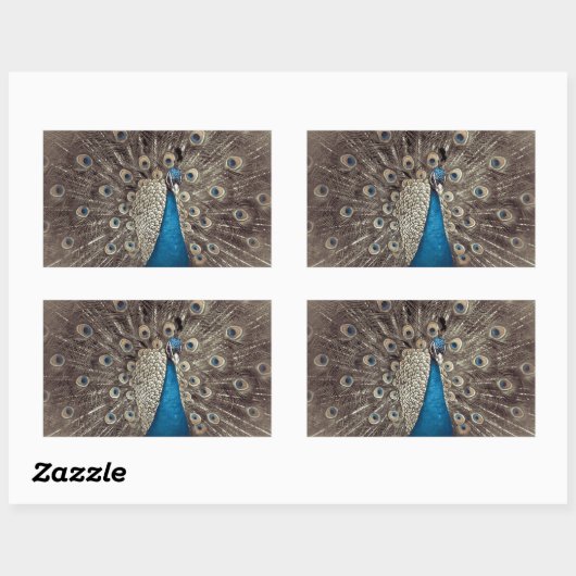 Blauer Pfau Rechteckiger Aufkleber (Blatt)