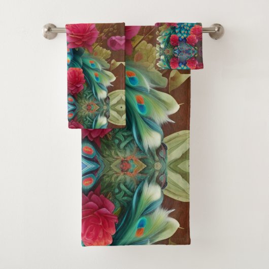 Blauer Pfau, Rosengarten Badhandtuch Set (Insitu)