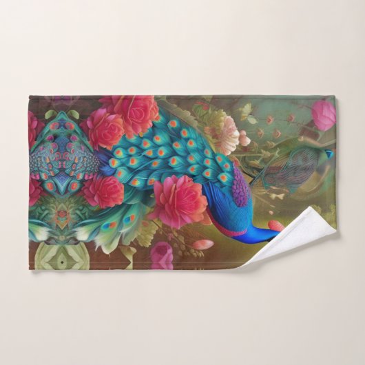 Blauer Pfau, Rosengarten Badhandtuch Set (Handtuch)