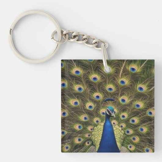 Blauer Pfau Schlüsselanhänger (Vorderseite)