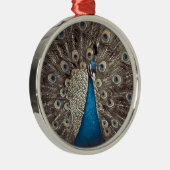 Blauer Pfau Silbernes Ornament (Rechts)