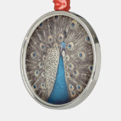 Blauer Pfau Silbernes Ornament (Links)