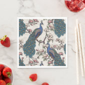 Blauer Pfau und Magnolia Elfenbein Serviette (Beispiel)