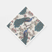 Blauer Pfau und Magnolia Elfenbein Serviette (Ecke)