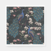 Blauer Pfau und Magnolienschwarz Serviette (Vorderseite)