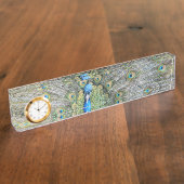 Blauer Pfau-volles Gefieder Namensplakette (Seite)