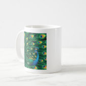 Blauer Pfauen Vogel Kaffeetasse (Vorderseite Links)