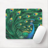 Blauer Pfauen Vogel Mousepad (Mit Mouse)