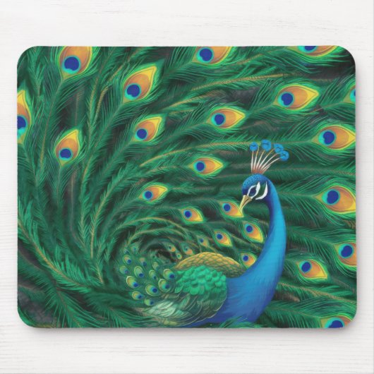 Blauer Pfauen Vogel Mousepad (Vorne)