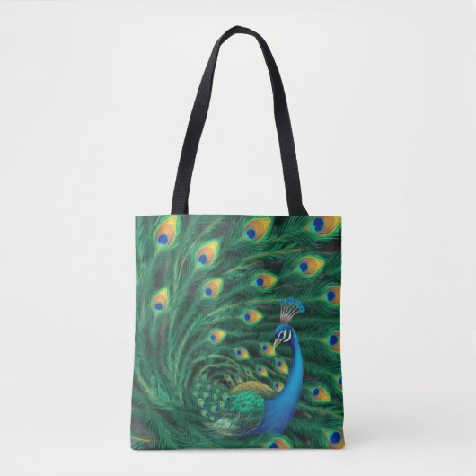 Blauer Pfauen Vogel Tasche (Vorderseite)