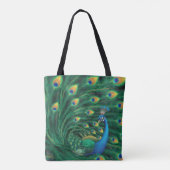 Blauer Pfauen Vogel Tasche (Rückseite)